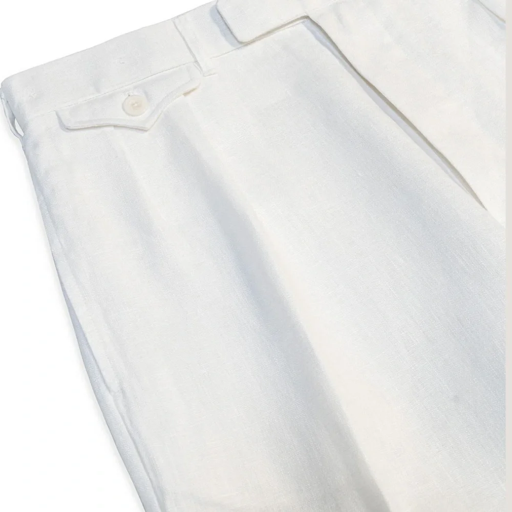 NWOT Cathcart Ellington White Linen Straight-Leg Trousers